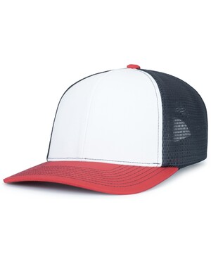 Pacific Headwear Ohio State Contrast Stitch Trucker Hat - Red/White/Red Snapback Cap
