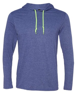 Gildan 987 - Softstyle Lightweight Hooded Long Sleeve T-Shirt Heather Dark Grey/ Dark Grey L