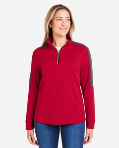 Core 365 CE404W-Women's Market Snag Protect Mesh Colorblock Quarter-Zip Pullover