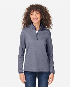 Core 365 CE73W-Women's Venture Heathered Stripe Quarter-Zip Pullover