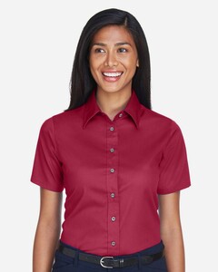 Harriton M500SW Female-Women's Easy Blend™ Short Sleeve Twill Dress Shirt with Stain-Release Female