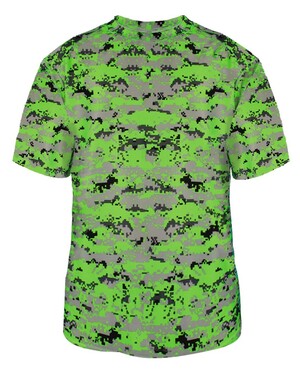 Badger Sport Adult Unisex Short Sleeve Camo Tee Shirt - Lime Green