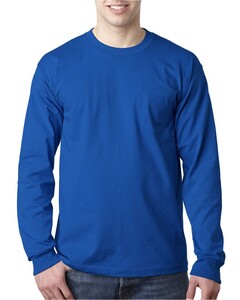 Adult Long-Sleeve Tee with Pocket Blue Bayside BA8100 Blue