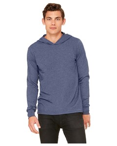 4.2 oz. Long-Sleeve Jersey Unisex T-Shirt Hoodie Navy Bella + Canvas 3512 Navy