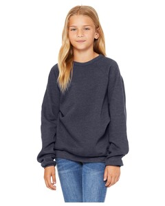 Youth Sponge Fleece Raglan Crewneck Sweatshirt Navy Bella + Canvas 3901Y Navy