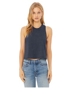 Women's Racerback Cropped Tank Top Navy Bella + Canvas 6682 Navy