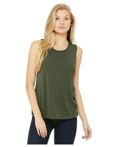 Women's Flowy Scoop Muscle T-Shirt Green Bella + Canvas 8803 Green