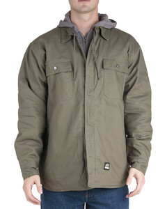 Men's Throttle Hooded Shirt Jacket Green Berne SH68 Green