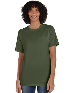 Unisex 5.5 oz., 100% Ringspun Cotton Garment-Dyed T-Shirt with Pocket Green Comfortwash By Hanes GDH150 Green