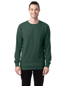 Unisex 5.5 oz., 100% Ringspun Cotton Garment-Dyed Long-Sleeve T-Shirt Green Comfortwash By Hanes GDH200 Green