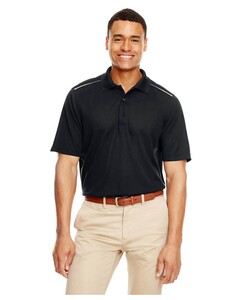 Men's Radiant Performance Pique Polo with Reflective Piping Black Core 365 88181R Black