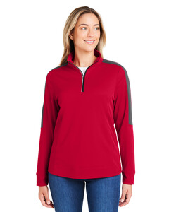 Women's Market Snag Protect Mesh Colorblock Quarter-Zip Red Core 365 CE404W Red