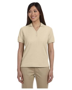 Women's Pima Pique Short-Sleeve Polo Natural Devon & Jones D100W Natural