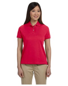 Women's Solid Perfect Pima Interlock Polo Shirt Red Devon & Jones D140SW Red