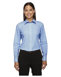 Women's Crown Collection Banker Stripe Blue Devon & Jones D645W Blue