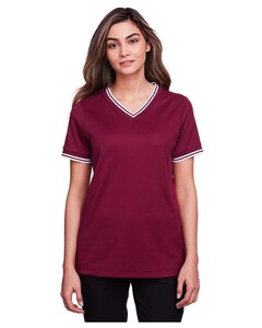 Women's CrownLux Performance™ Plaited Tipped V-Neck Red Devon & Jones DG20CW Red