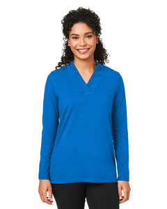 Women's Raleigh Shawl Collar Knit Top Blue Devon & Jones DP121W Blue