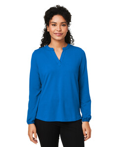 Women's Raleigh Half-Placket Knit Top Blue Devon & Jones DP122W Blue