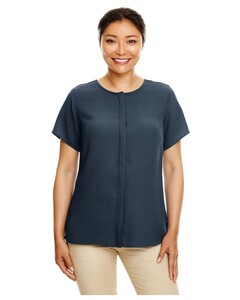 Perfect Fit™ Short Sleeve Crepe Blouse Navy Devon & Jones DP612W Navy