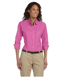 Women's 3/4-Sleeve Stretch Poplin Blouse Pink Devon & Jones DP625W Pink