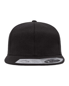 Adult Wool Blend Solid Plastic Snapback Hat Black FlexFit 110F Black