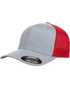 Adult Poly Melange Stretch Mesh Cap Gray FlexFit 6311 Gray