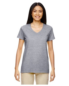 Heavy Cotton Women's 5.3 oz. V-Neck T-Shirt Gray Gildan 5V00L Gray