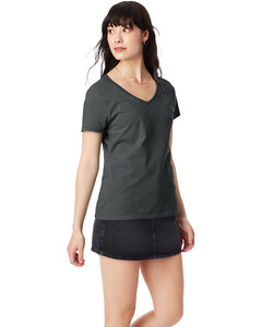 Women's 4.5 oz., 100% Ringspun Cotton nano-T V-Neck T-Shirt Gray Hanes S04V Gray