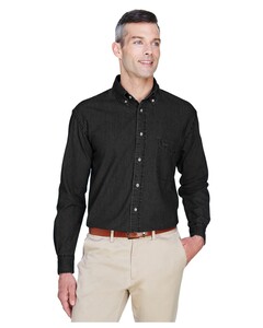 Men's Tall Short-Sleeve Denim Shirt Heather Harriton M550T Heather