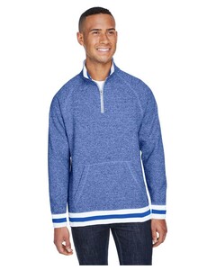 Adult Peppered Fleece Quarter-Zip Blue J. America JA8703 Blue