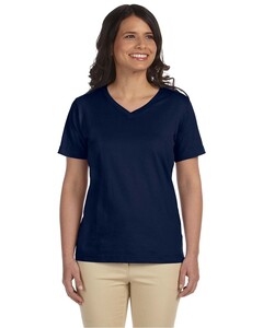 Women's Combed Ringspun Classic Fit V-Neck T-Shirt Navy L.A.T. Apparel 3587 Navy