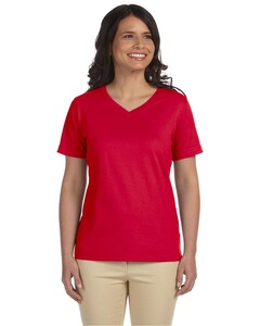 Women's Combed Ringspun Classic Fit V-Neck T-Shirt Red L.A.T. Apparel 3587 Red