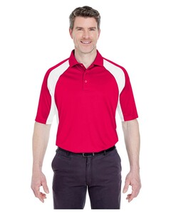 Adult Cool & Dry Sport Performance Color Block Interlock Polo Red UltraClub 8427 Red