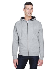 Adult Rugged Wear Thermal-Lined Full-Zip Hooded Fleece Heather UltraClub 8463 Heather