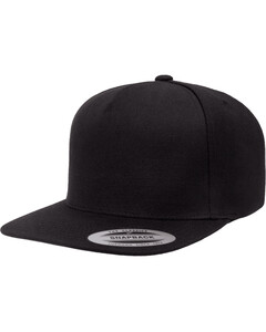Adult 5-Panel Structured Flat Visor Classic Snapback Cap Black YP Classics 5089M Black