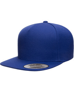 Adult 5-Panel Structured Flat Visor Classic Snapback Cap Blue YP Classics 5089M Blue