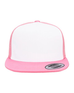 Adult Classic Trucker with White Front Panel Cap Pink YP Classics 6006W Pink