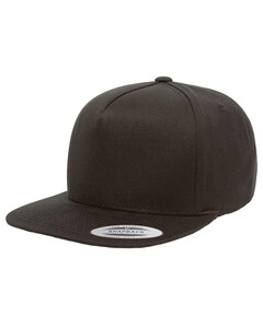 Adult 5-Panel Cotton Twill Snapback Cap Black YP Classics 6007 Black