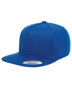 Adult 5-Panel Cotton Twill Snapback Cap Blue YP Classics 6007 Blue