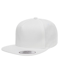 Adult 5-Panel Cotton Twill Snapback Cap White YP Classics 6007 White