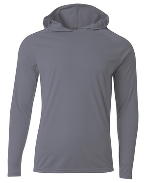 A4 N3409 Men's Cooling Performance Long-Sleeve Hooded T-Shirt Black