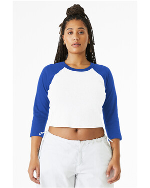Women's Micro Ribbed 3/4 Raglan Cropped Baby Tee