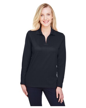 CrownLux Performance™ Ladies' Plaited Long Sleeve Polo