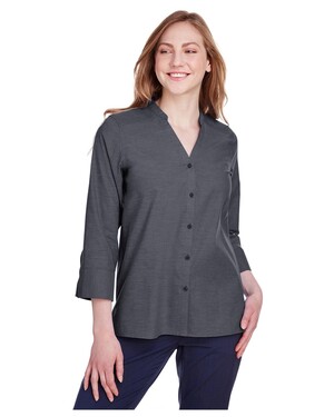 Women's Crown Collection™ Stretch Pinpoint Chambray 3/4 Sleeve Blouse