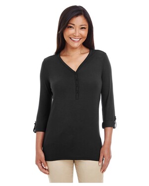 Women's Perfect Fit  Y-Placket Convertible Sleeve Knit Top