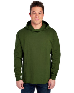 Fruit of The Loom 4930LSH - Men's HD Cotton Jersey Hooded T-Shirt Athletic Heather - M