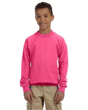 18000 Gildan Heavy Blend™ Crewneck Sweatshirt Safety Pink – Detail