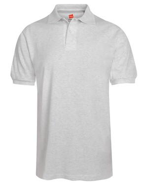 054Y Hanes Youth Rib Knit Cuffs Short Sleeve Two Button Placket Polo T-Shirt