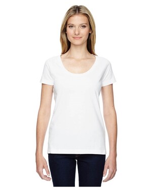 Women's Fine Jersey Deep Scoop Neck Longer Length Modern Fit  T-Shirt