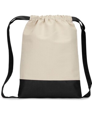 Contrast Bottom Cotton Canvas Drawstring Pack